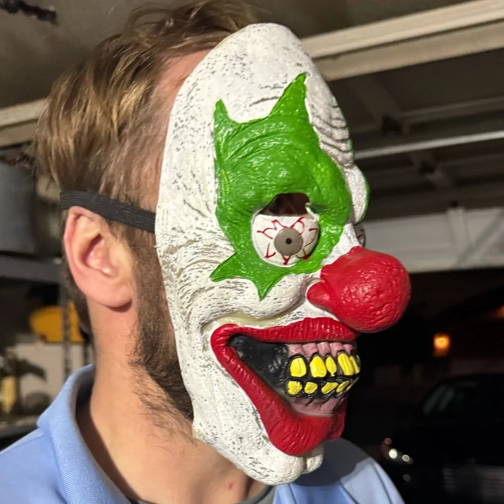 New scary clown Halloween face mask costume adult